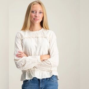 Scotch And Soda Girls Festive Lurex Clip Jacquard Top Size 14 Ruffle Metallic